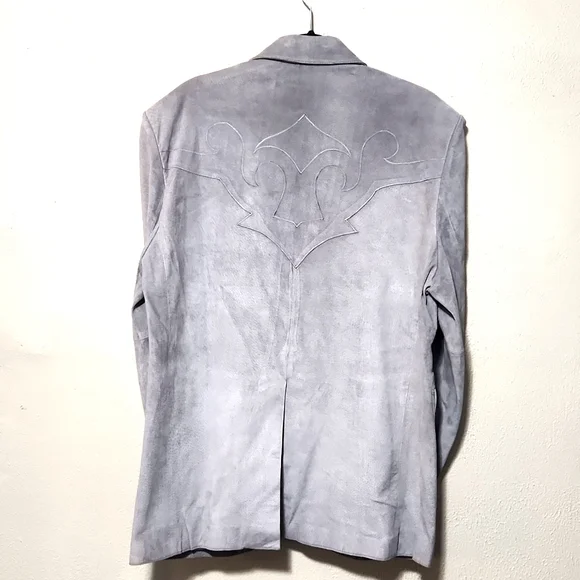 Pioneer Wear Vintage 70's 100% Suede Boar Skin Gray Blazer Jacket EUC Size 42L - Picture 4 of 16